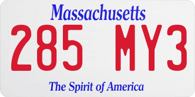 MA license plate 285MY3