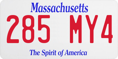 MA license plate 285MY4