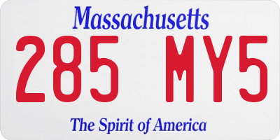 MA license plate 285MY5