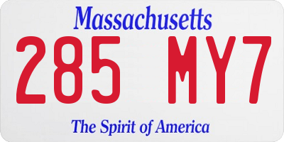 MA license plate 285MY7