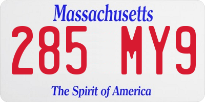 MA license plate 285MY9