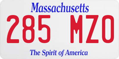 MA license plate 285MZ0