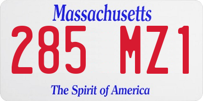 MA license plate 285MZ1