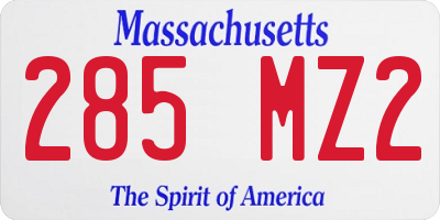 MA license plate 285MZ2