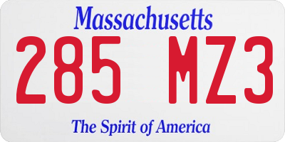 MA license plate 285MZ3