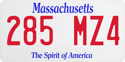 MA license plate 285MZ4