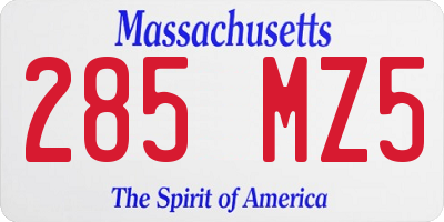 MA license plate 285MZ5