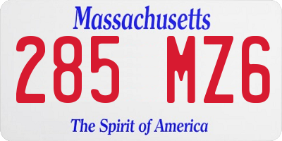 MA license plate 285MZ6