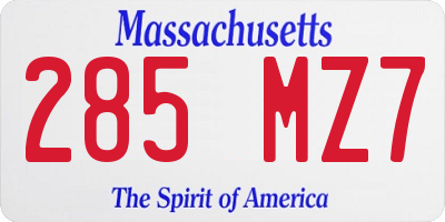 MA license plate 285MZ7