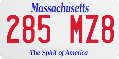 MA license plate 285MZ8
