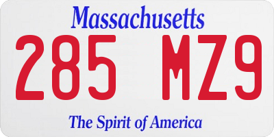 MA license plate 285MZ9