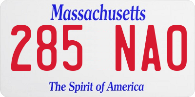 MA license plate 285NA0