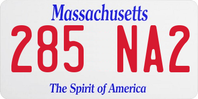 MA license plate 285NA2