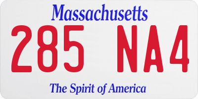 MA license plate 285NA4