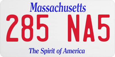 MA license plate 285NA5