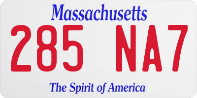 MA license plate 285NA7