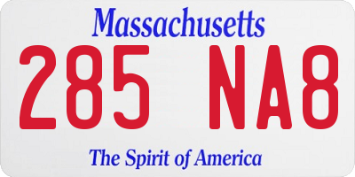 MA license plate 285NA8
