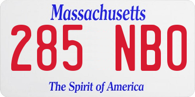 MA license plate 285NB0