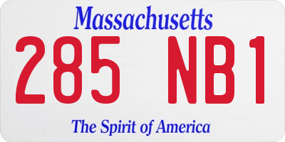 MA license plate 285NB1