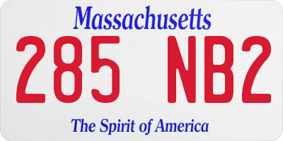 MA license plate 285NB2