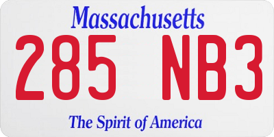 MA license plate 285NB3