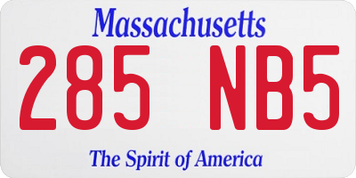MA license plate 285NB5