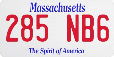 MA license plate 285NB6