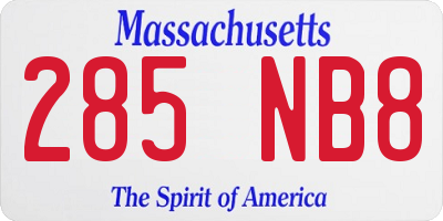 MA license plate 285NB8