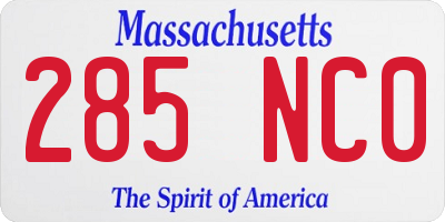MA license plate 285NC0