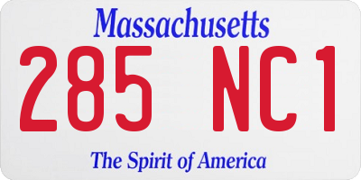 MA license plate 285NC1