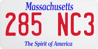 MA license plate 285NC3