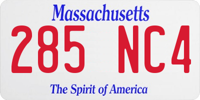MA license plate 285NC4