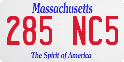 MA license plate 285NC5