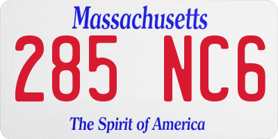 MA license plate 285NC6
