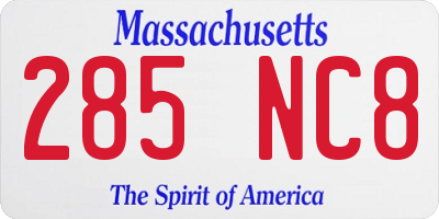 MA license plate 285NC8