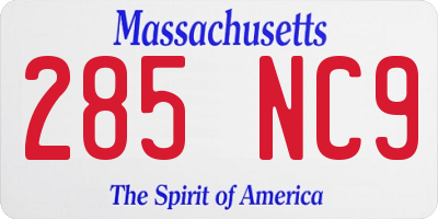 MA license plate 285NC9