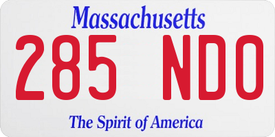 MA license plate 285ND0