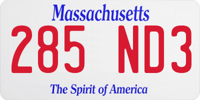 MA license plate 285ND3
