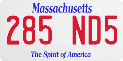 MA license plate 285ND5