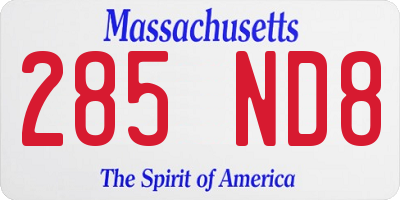 MA license plate 285ND8
