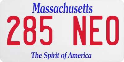 MA license plate 285NE0