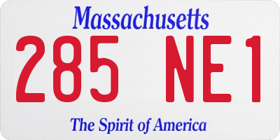MA license plate 285NE1
