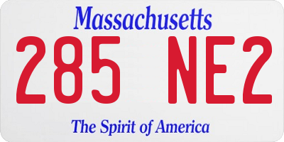 MA license plate 285NE2