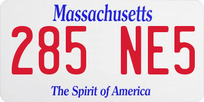 MA license plate 285NE5
