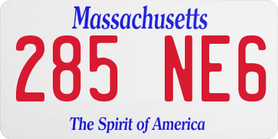 MA license plate 285NE6