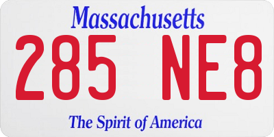 MA license plate 285NE8