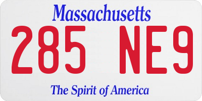 MA license plate 285NE9