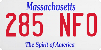 MA license plate 285NF0