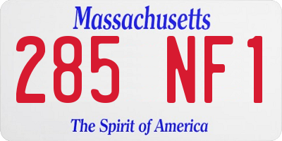 MA license plate 285NF1