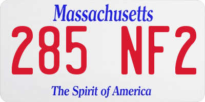 MA license plate 285NF2